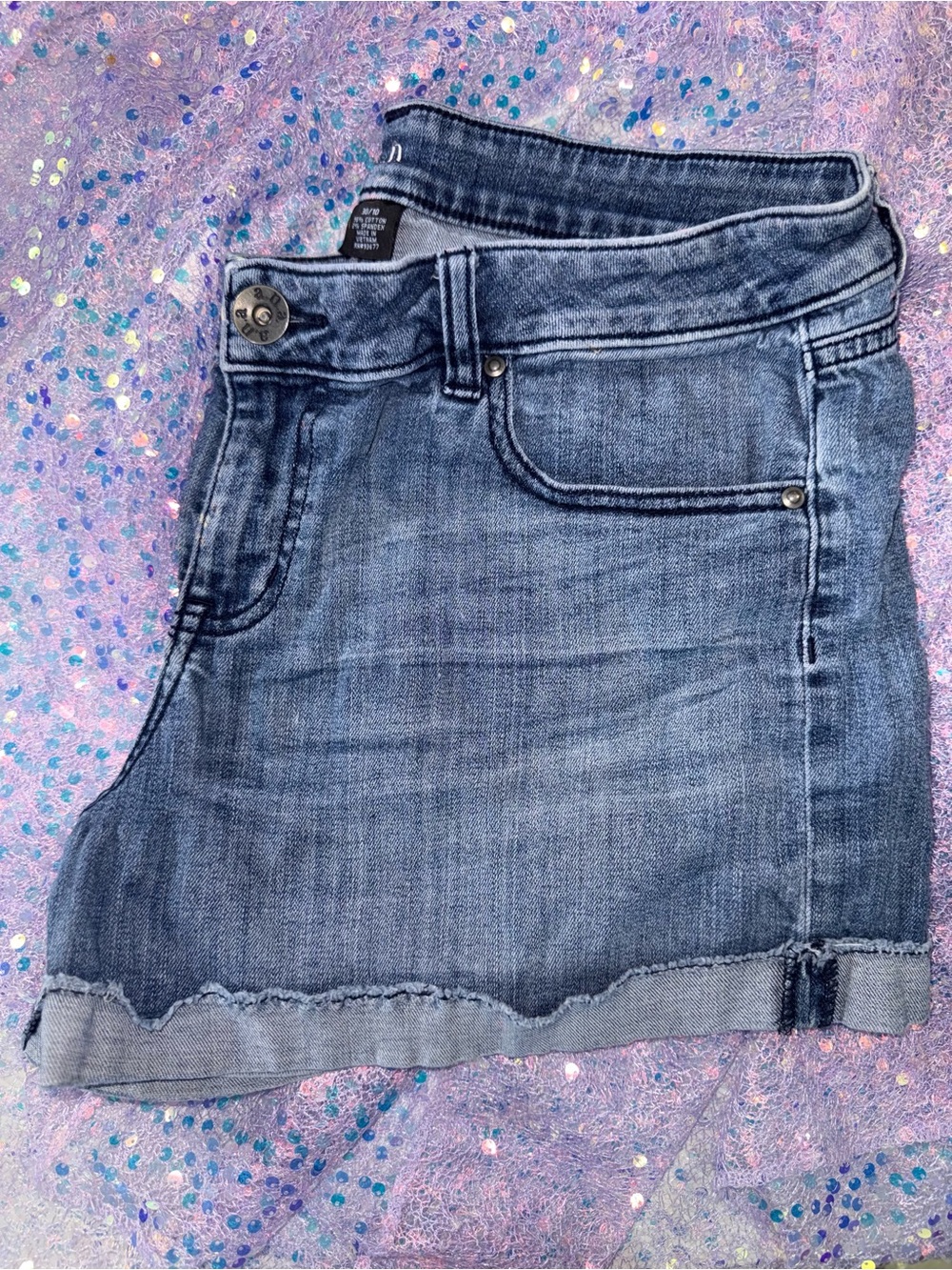 2428-a.n.a Blue Washed Denim Mini Shorts
